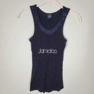 Black Sequin & Lace Jamaica‎ Stretchy Tank (Girls’ Large)